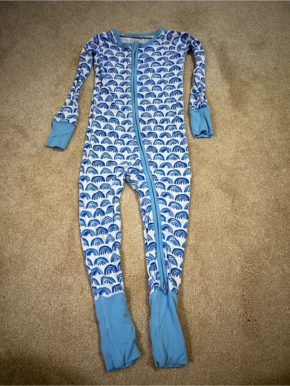 Little Sleepies Blue Rainbows Zippy size 18-24 months